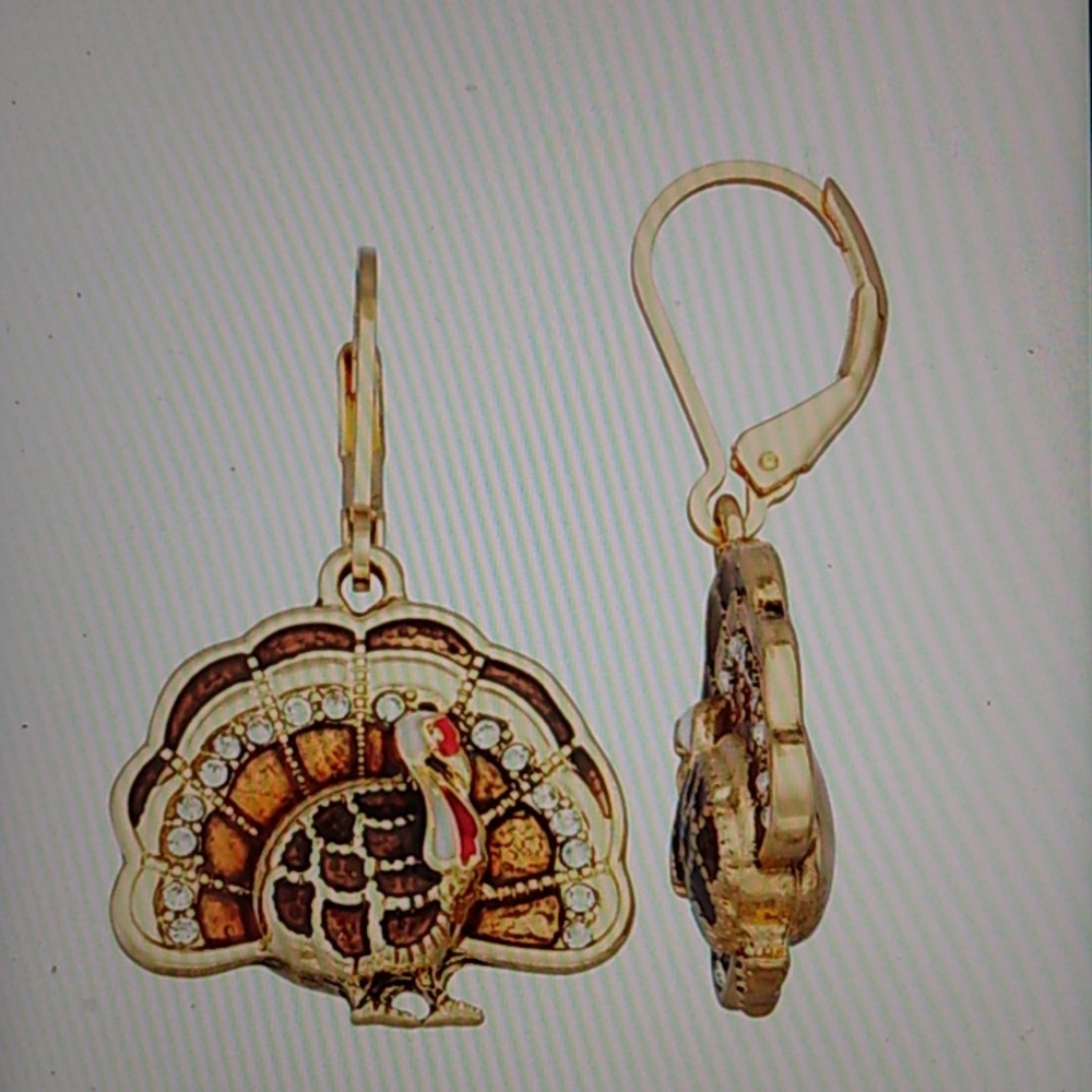 Napier Festive Gold and Black Turkey Earrings